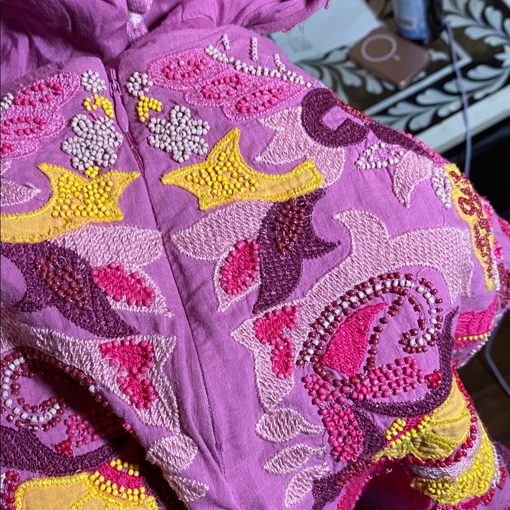 Anthropologie Magenta Dress with Embroidered Details - Picture 10 of 14